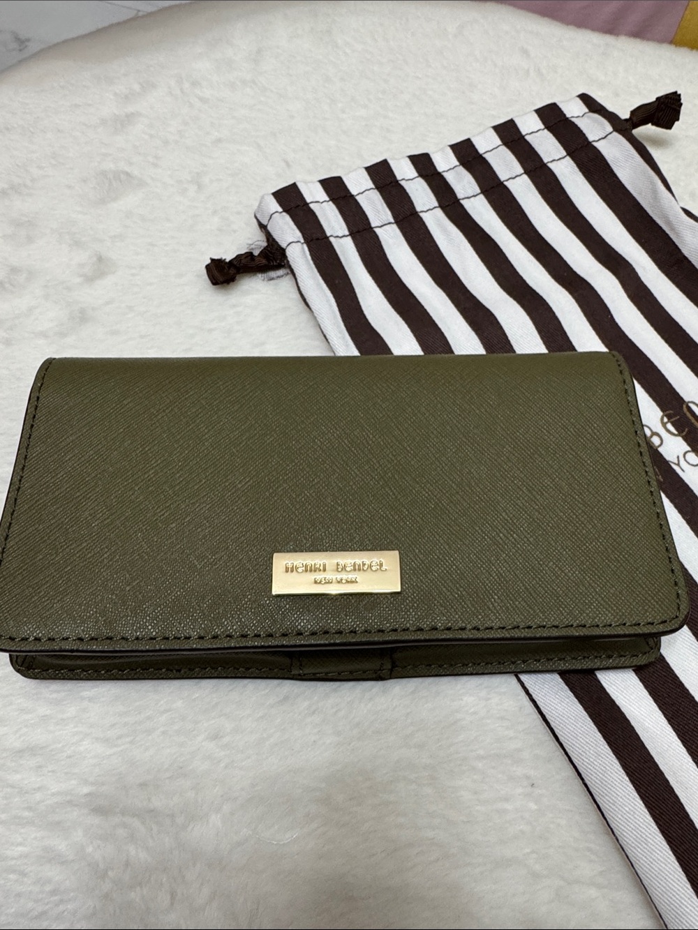 Henry Bendel Olive Green Saffiano Leather